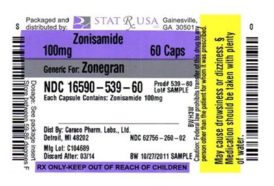 Label Image (Zonisamide 100mg Label 539)